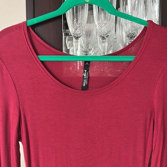 White Mark Burgundy Scoop Neck Long Sleeve Lightweight Maxi Dress Size Small EUC - Picture 4 of 9